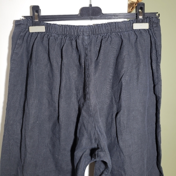 Bryn Walker elastic waist high rise wide leg linen pants black medium - Picture 6 of 11